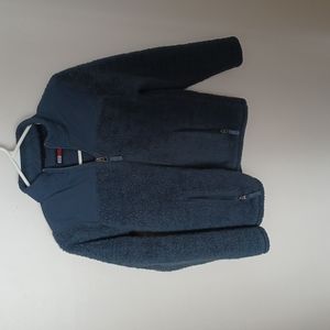 32° Heat...YKK.  Child's fleeced jacket ..Navy blue.  POLYESTER. WASHABLE.